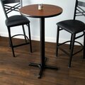 Lancaster Table & Seating LT Bar Height Table W/ 24'' Round Reversible Walnut / Oak Table Top and Cross Cast Iron Base Plate 349C24RW222B